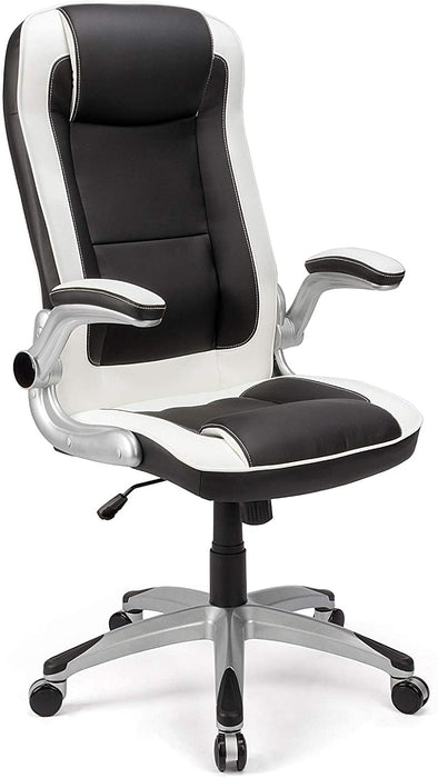 Ergonomisch, Leder, Computertisch, bequemer Stuhl mit verstellbaren Armlehnen und Rückenstütze, Drehstuhl, Bürostuhl für Zuhause