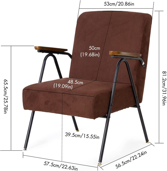 Polstersessel Schlafzimmermöbel Relaxsessel Liegen Sessel Wohnzimmer Eleganter Empfangsstuhl Mit Rostfreiem Metallgestell, Braun